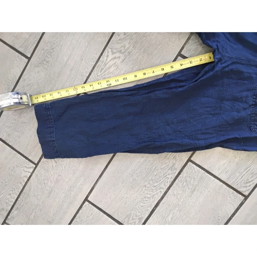 Banana Republic Linen Cotton Utility Jumpsuit Indigo Blue Sleeveless XS Romper