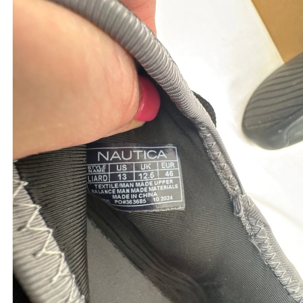 Nautica Liard Mens Black Grey Athletic Running Sneakers Ortholite Size 13