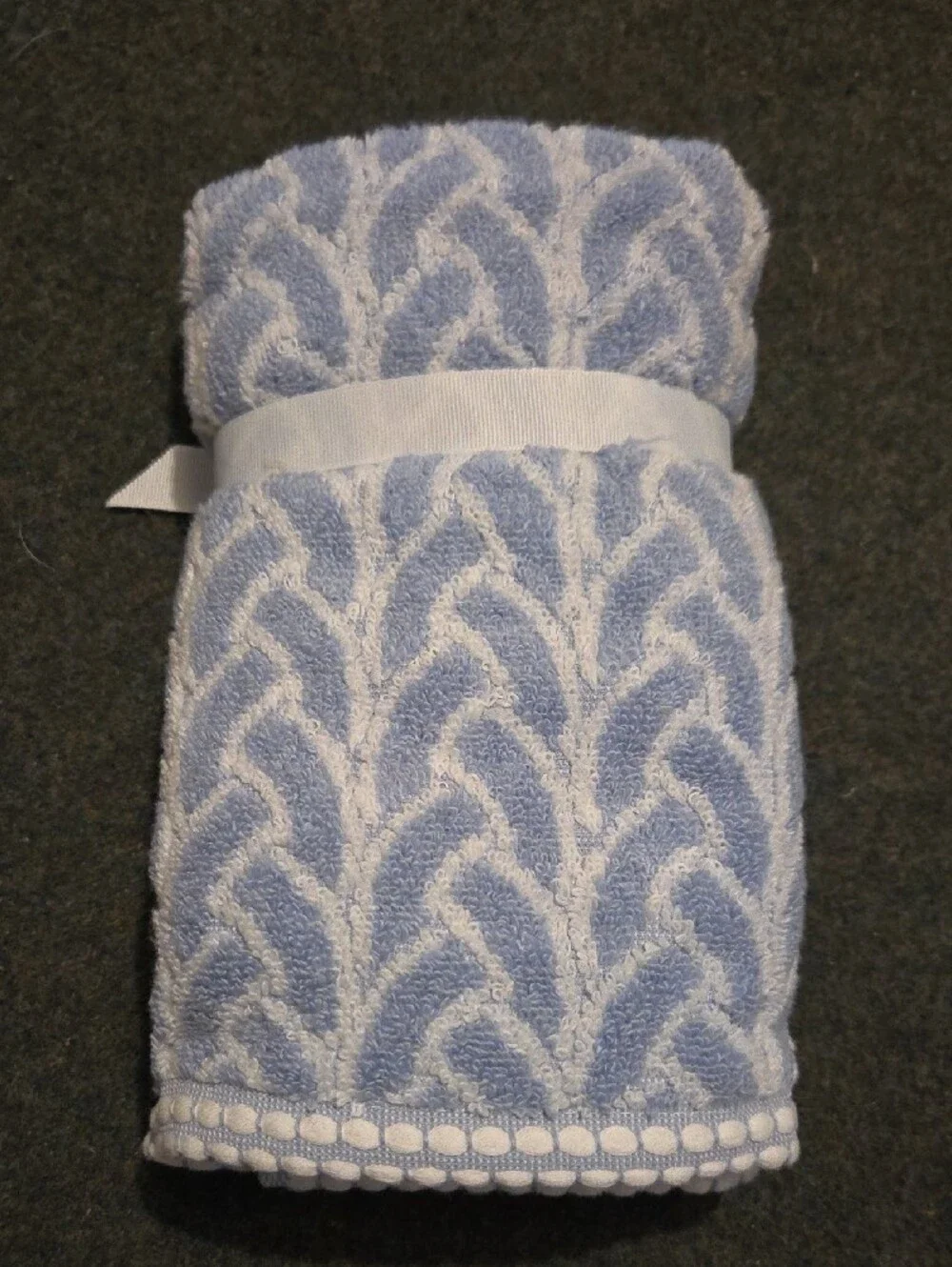 Pair Of Light Blue & White Hand Towels
