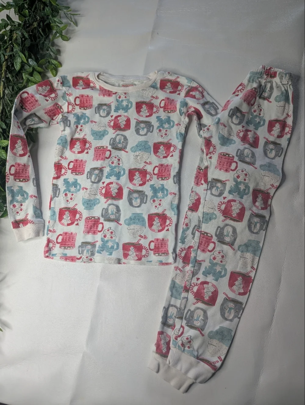 Burts Bee Organic Cotton Christmas Hot Cocoa Pajama Set Size 8