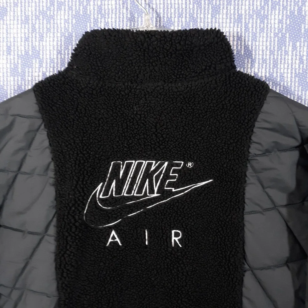 Nike Air Jacket Kids Size XL Black Sherpa Fleece 1/2 Zip Pullover Quilted Anorak