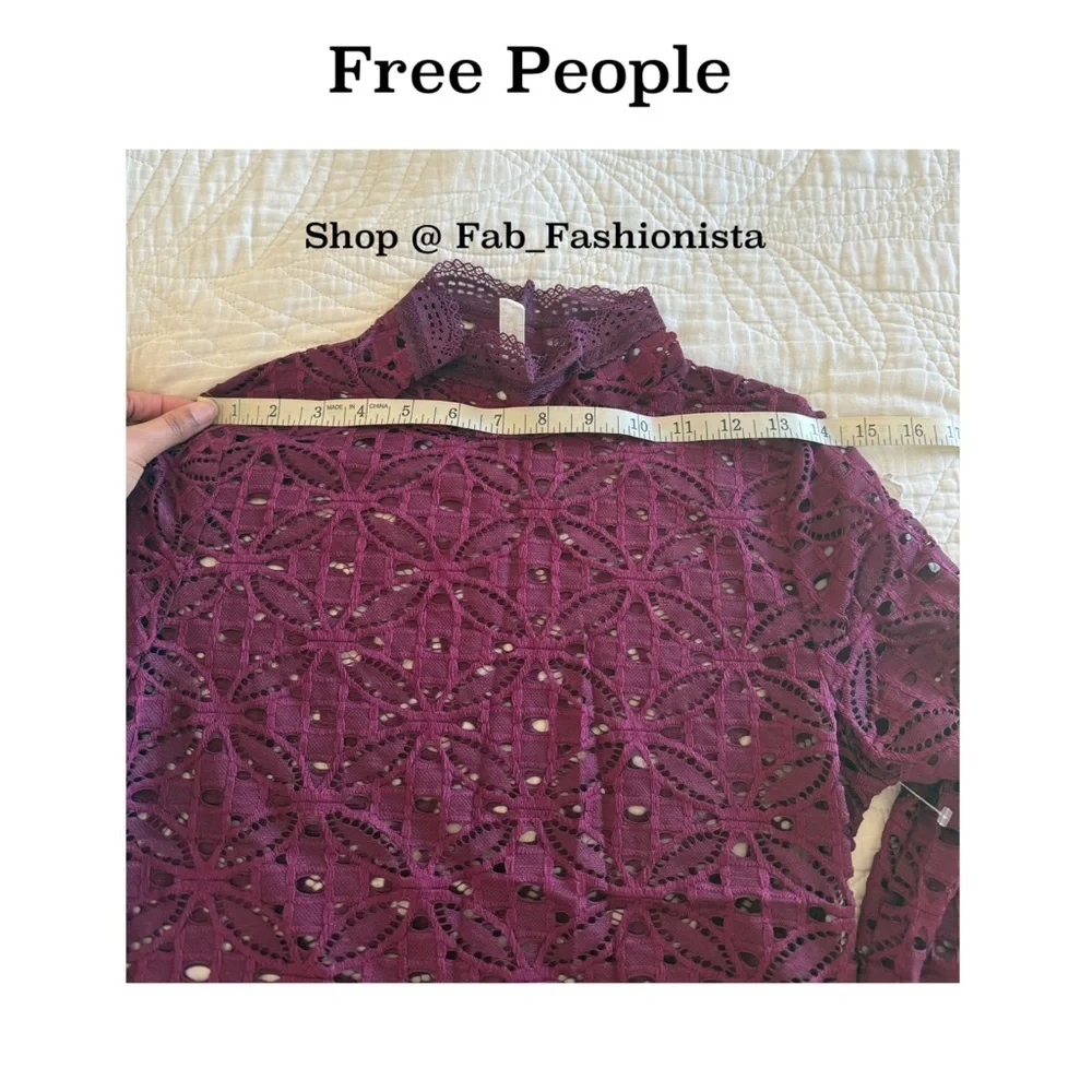 Free People Crochet longe sleeve Blouse Small