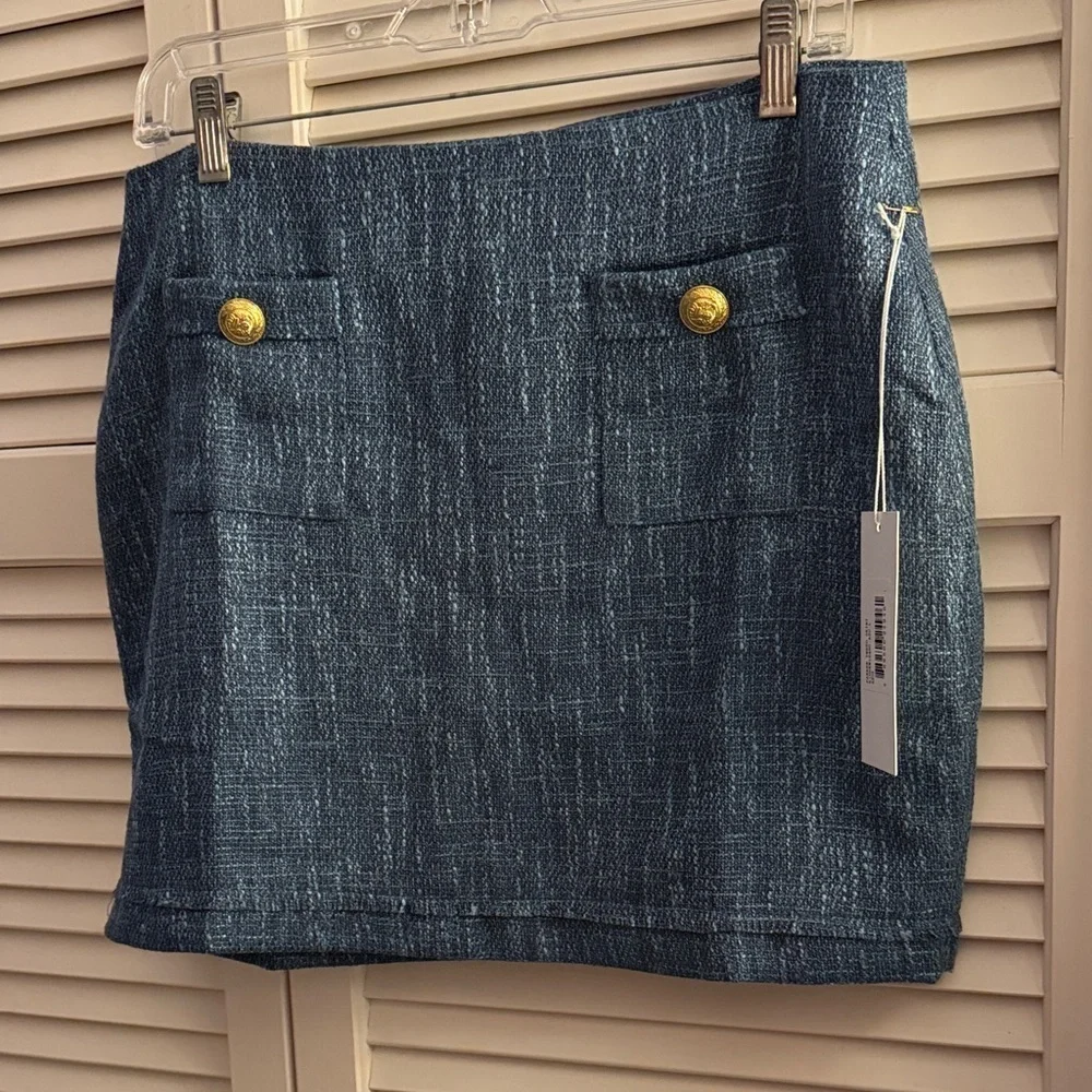 Bishop And Young Ultra Violet Parker Tweed Skirt In Azul NWT Size Large Anthro