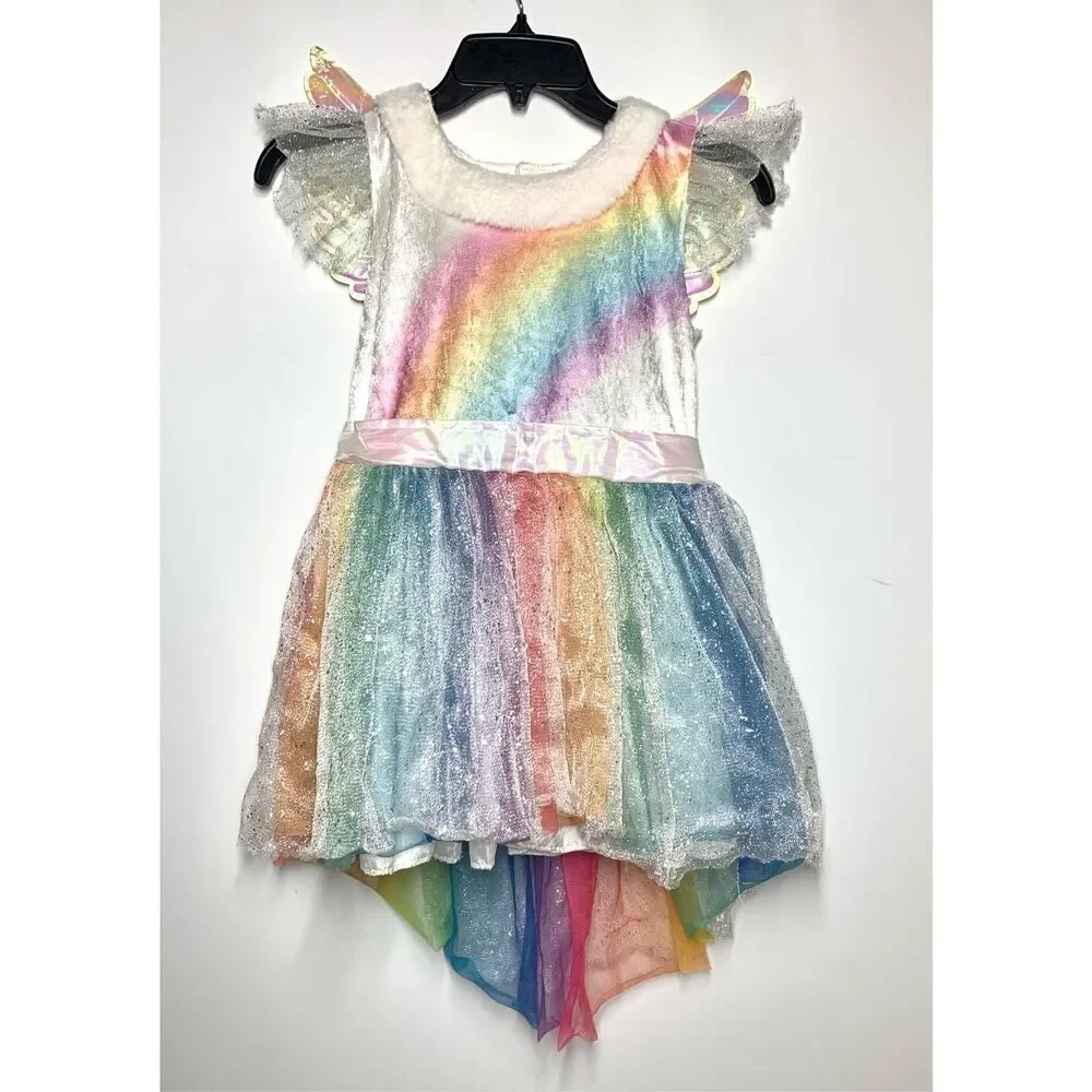 Rainbow Unicorn Kids 2pc Costume Hyde and Eek Dress Wings SMALL