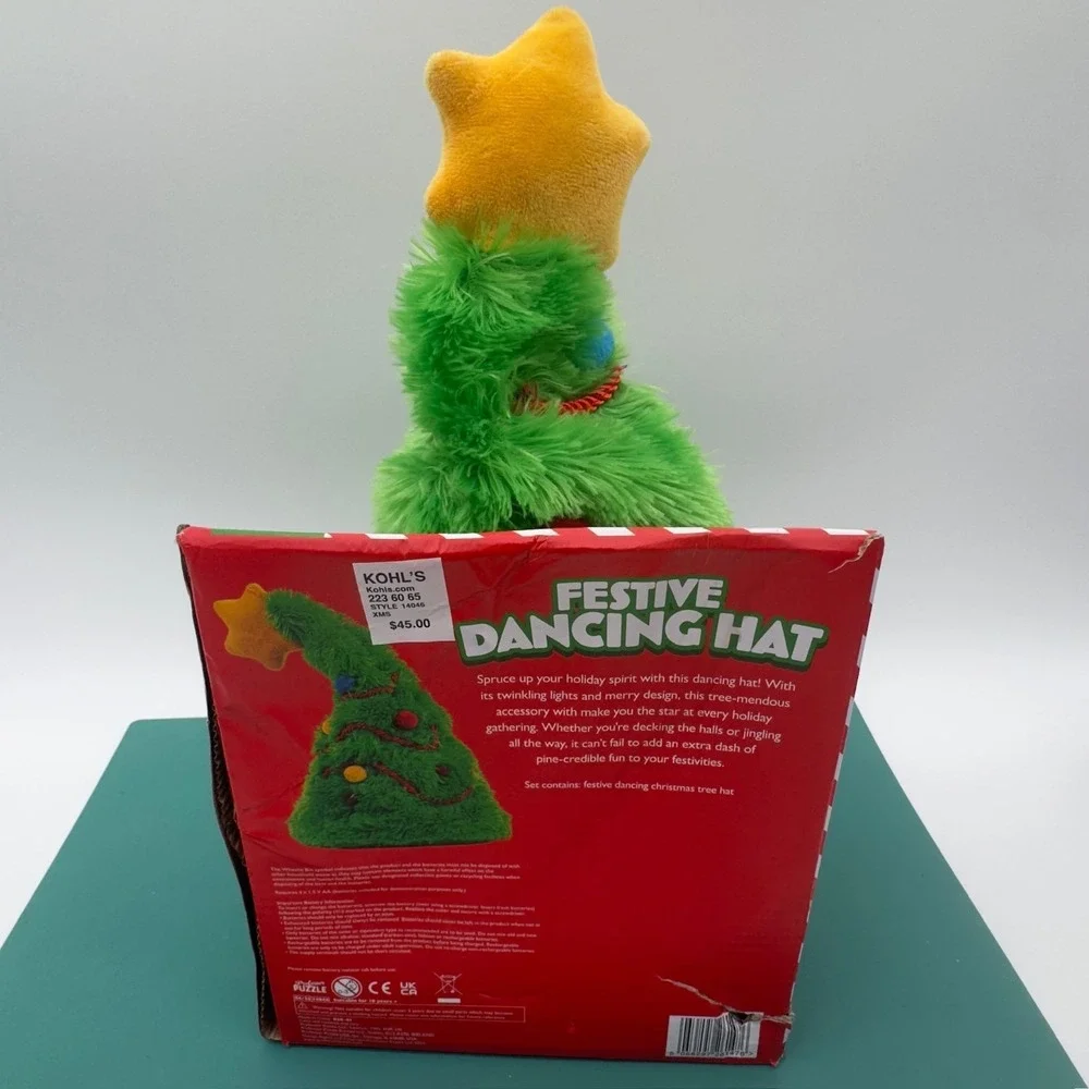 Professor Puzzle Festive Dancing Christmas Tree Hat Lights Music Animated NEW