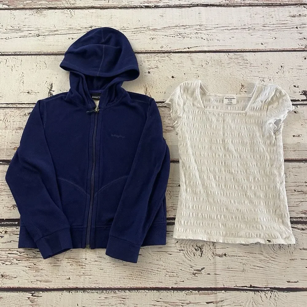 Abercrombie & Fitch Patagonia Hoodie‎ Girls Shirt Size 7/8 & XS Lot of 2
