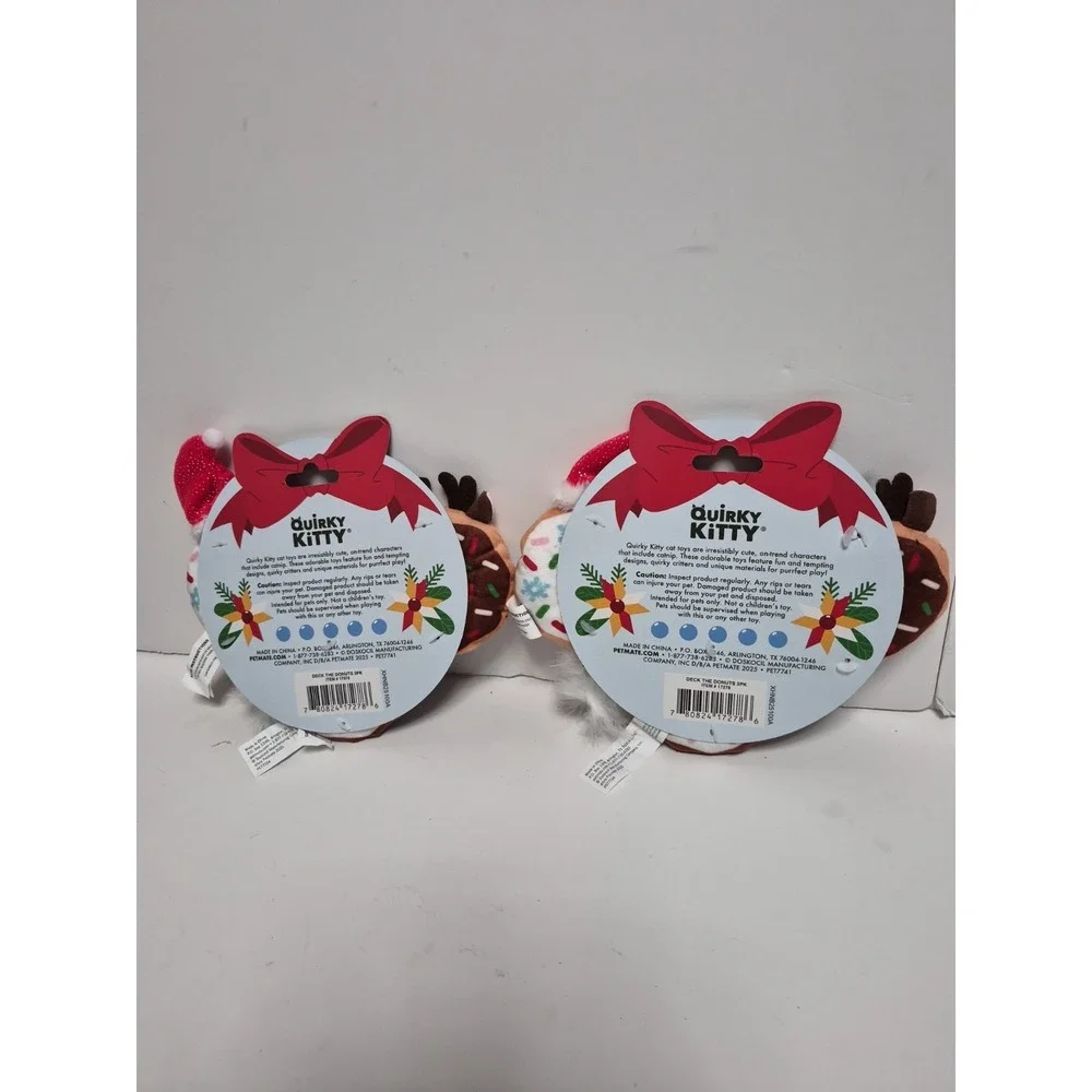 Quirky Kitty Catnip Toy Donut Set Christmas With 3 Plush Toys For Cats Lot Of 2