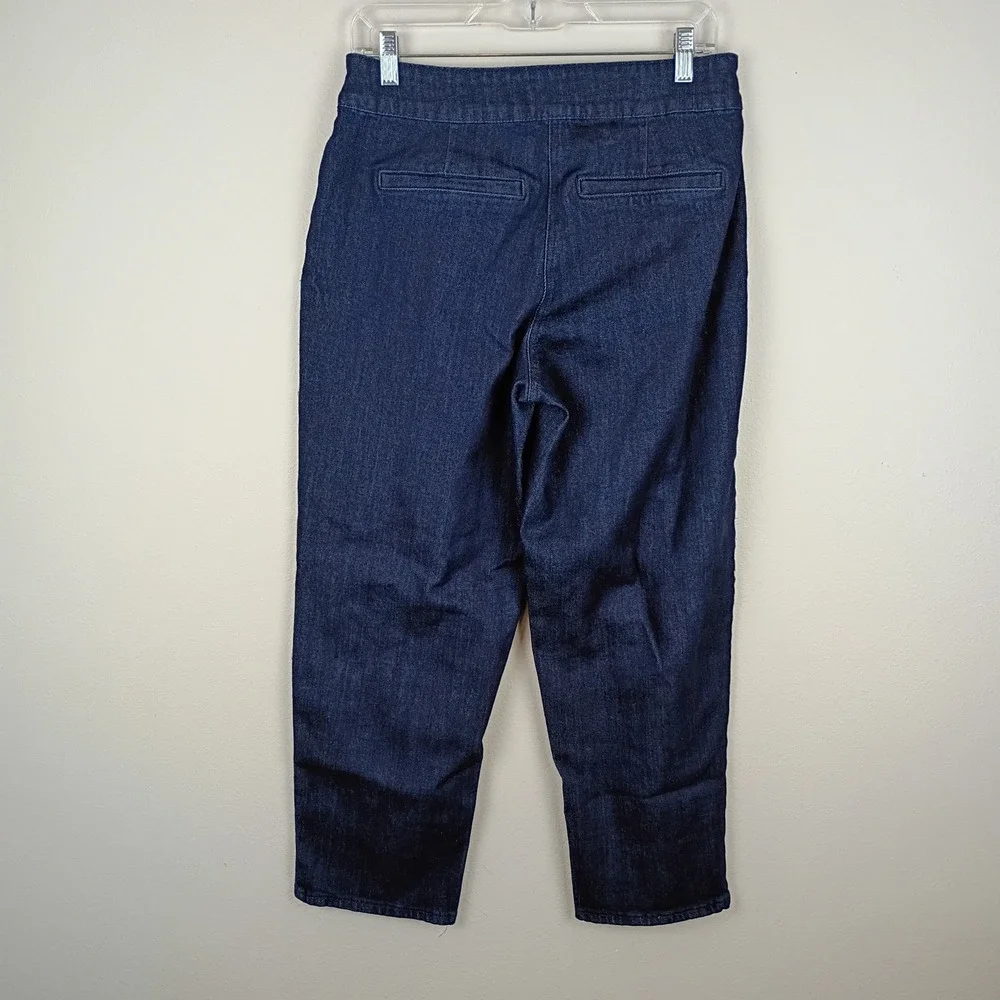 Rachel Zoe Womens Gold Button Sailor Denim Trousers Dark Wash Straight Leg 10