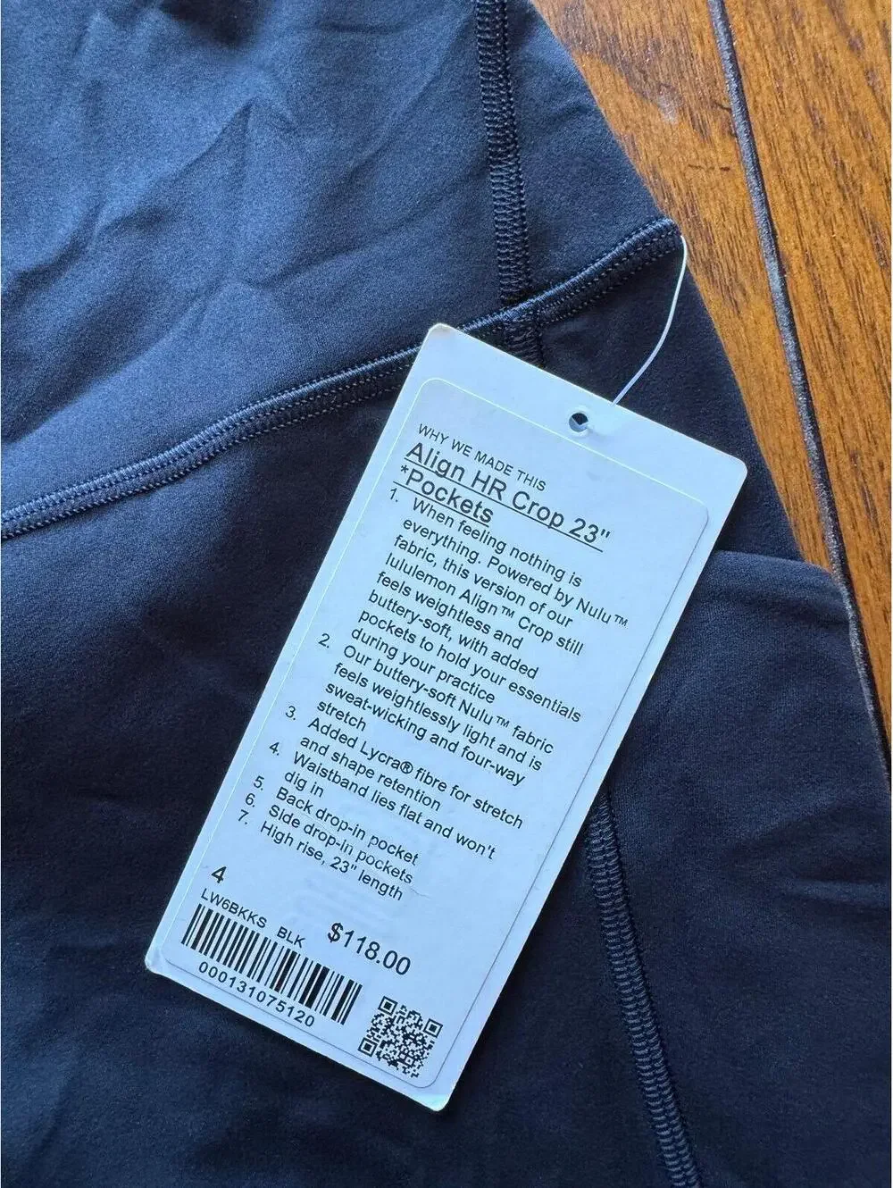 Lululemon Align With Pockets High Rise 23” Black Size 4 NWT