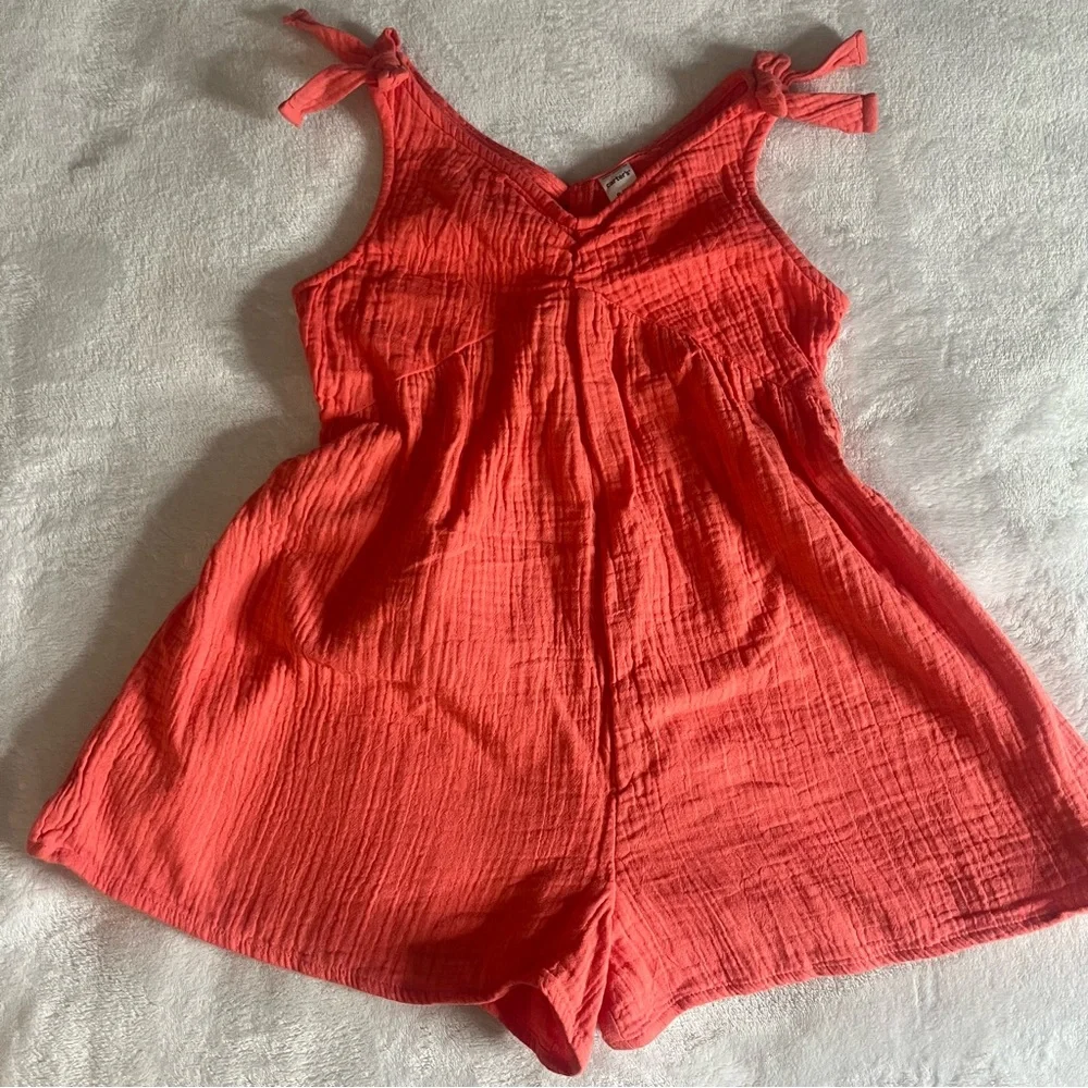 Carters Girls Coral Tie Shoulder Romper‎ Sz 8