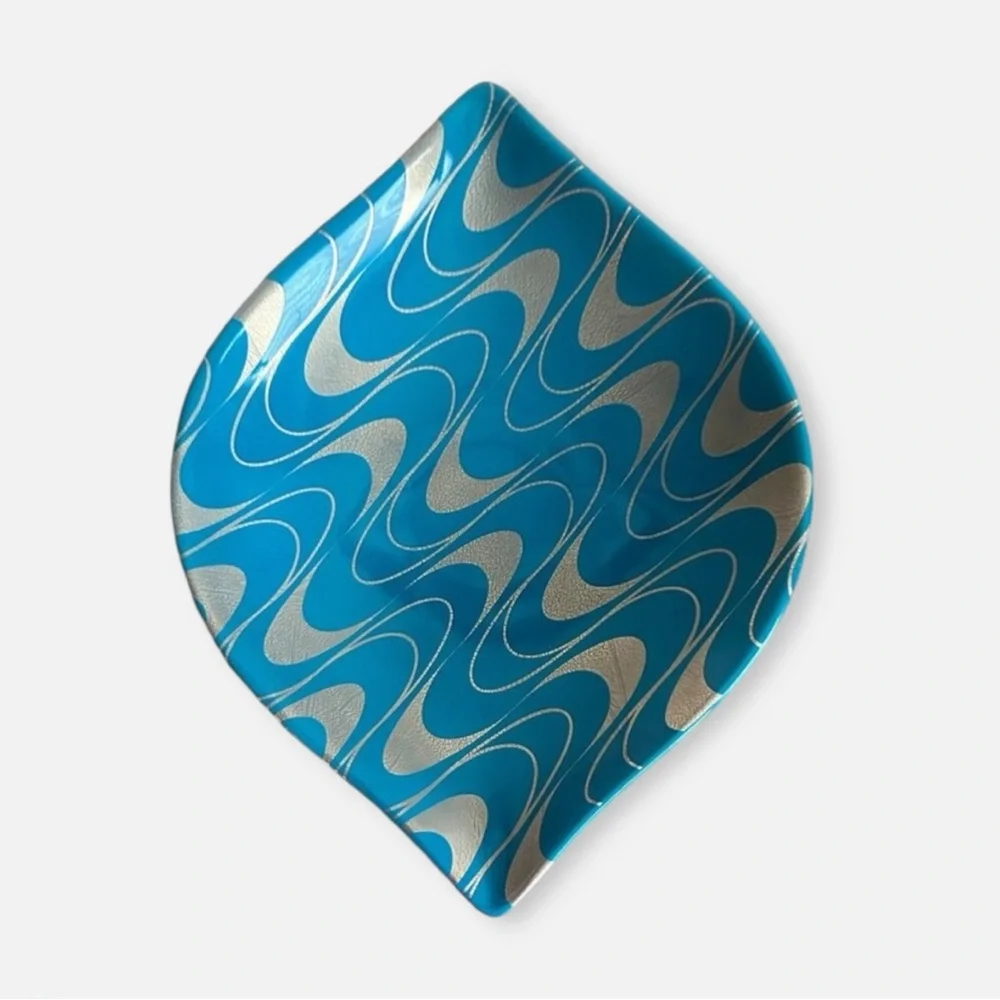 Jonathan Adler | Turquoise & Gold Retro Wave Decorative Tray Dish