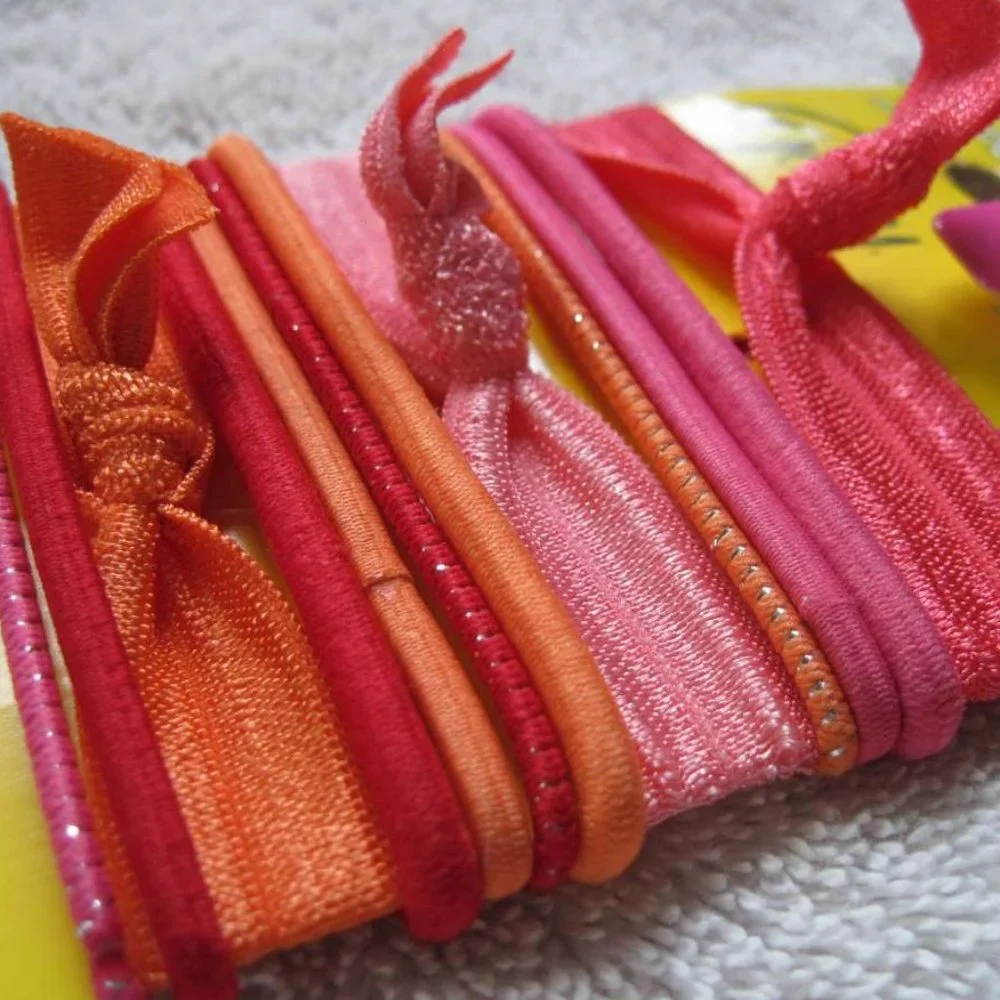 13 Goody Ouchless Star Style Pink Orange Hair Bands Variety Ribbon Elastics Pin
