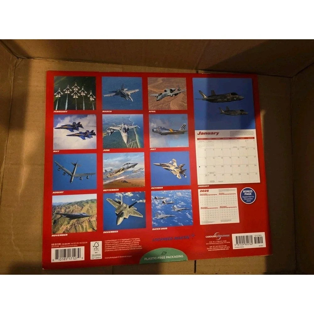 2026 Military Jets Wall Calendar X-Large Size Blue Angels Stealth Bomber Fighter