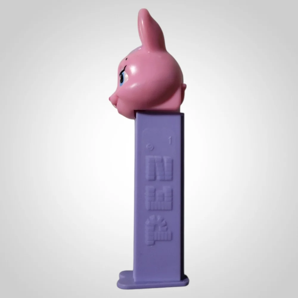 1 Vtg 98 PEZ Easter Bunny Rabbit Pink White Footed Candy Dispenser