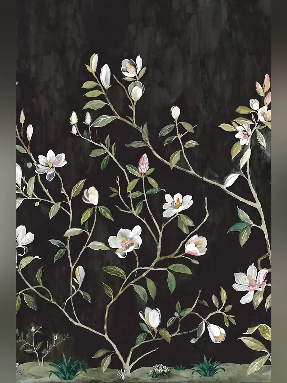 New Anthropologie Kaiyu Dogwood Floral Gray Wall Mural