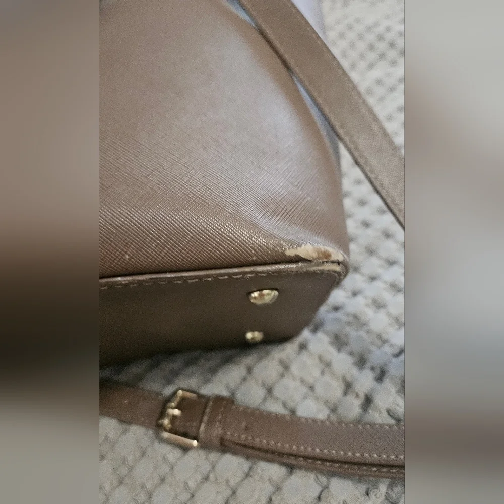 KATE SPADE Cedar Creek Collection Leather Large Tote In Lightbrown/mauve.