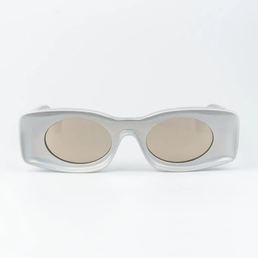 Loewe Paula's Ibiza Men Sunglasses Metallic Gold Mirror Rectangle LW40033I 24C