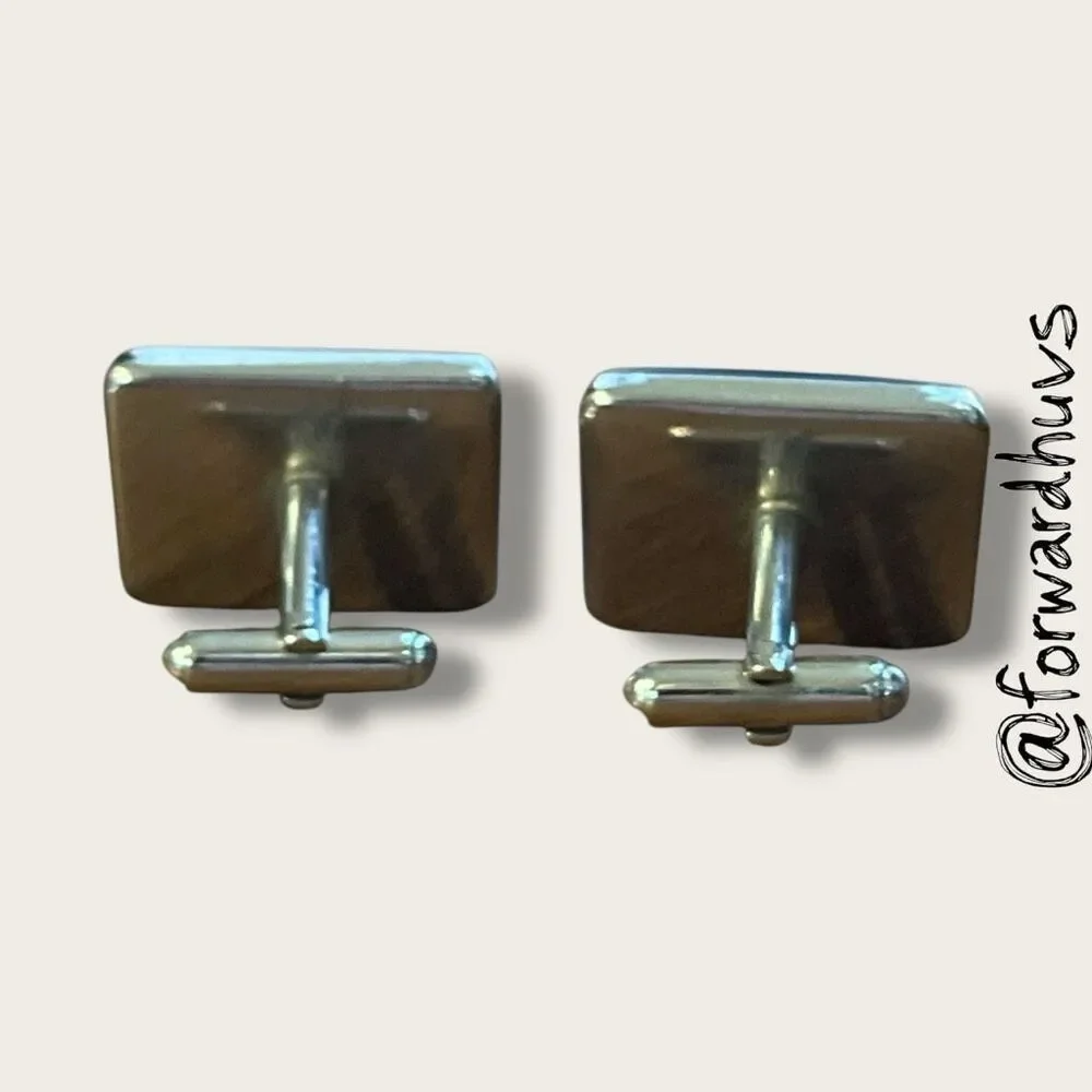 Vintage Chariot Cameo Cufflinks – Silver Tone Frame – Unmarked