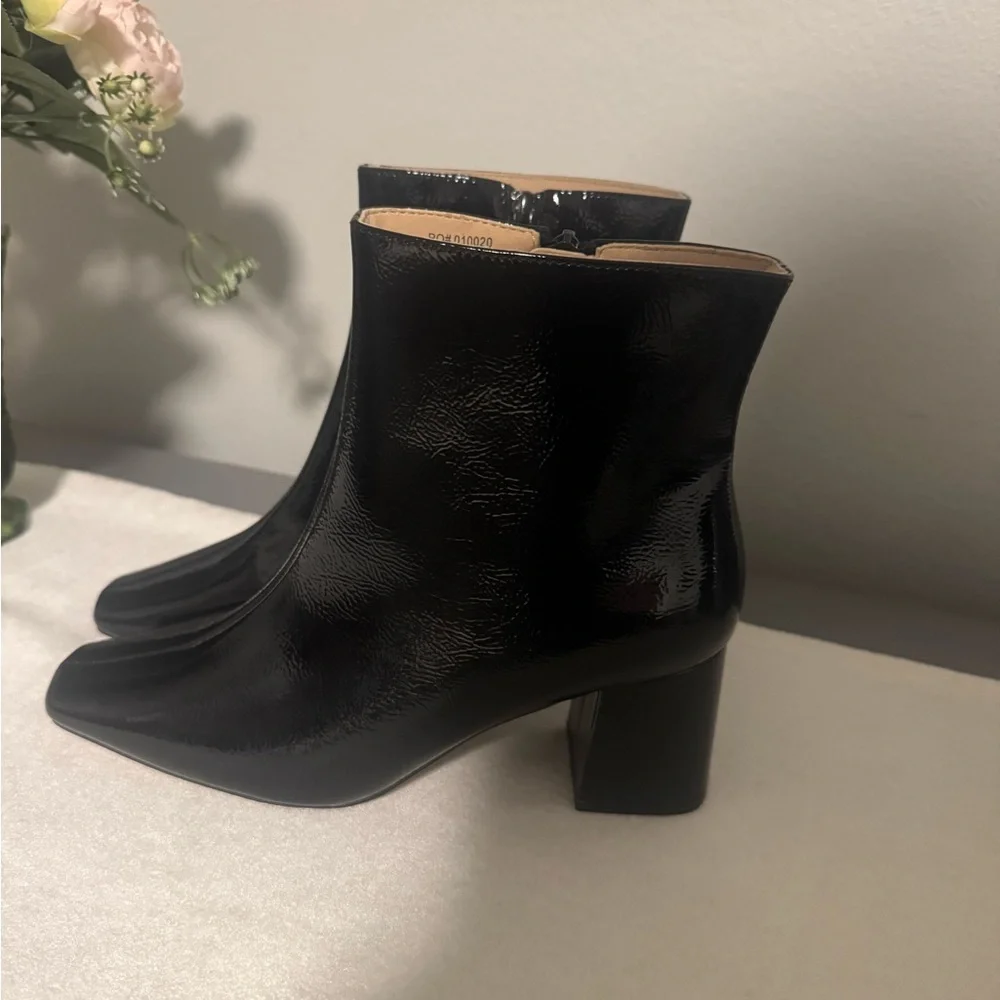 Journee Collection Glossy Black Ankle Booties