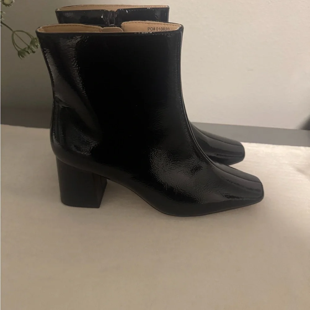 Journee Collection Glossy Black Ankle Booties