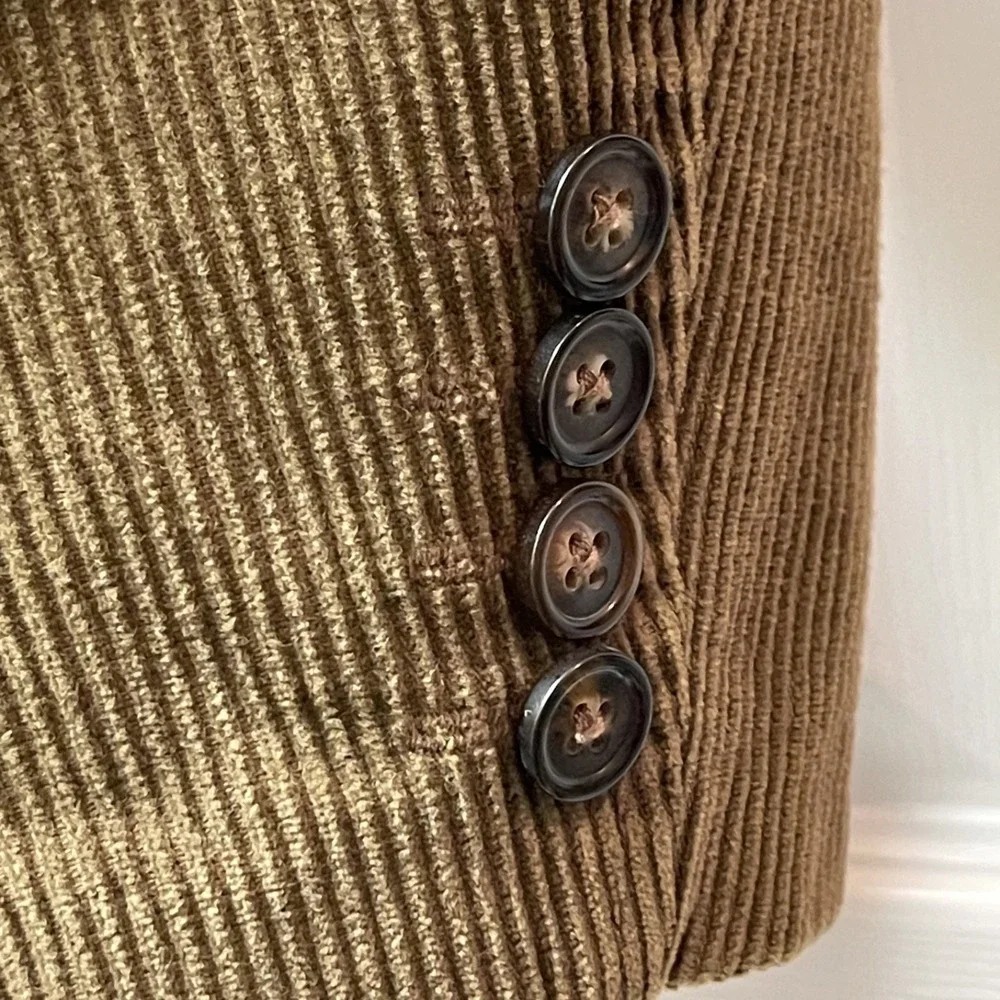 Izod Men's Tan Brown Corduroy 2 Button Blazer Jacket‎ Button Pockets Retro