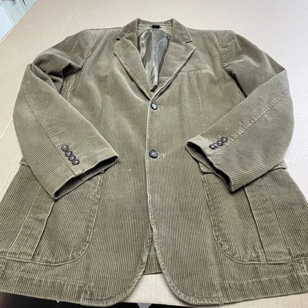 Izod Men's Tan Brown Corduroy 2 Button Blazer Jacket‎ Button Pockets Retro