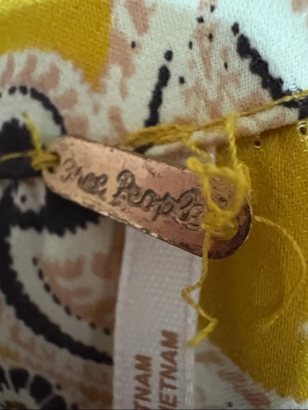 Free People Mustard Paisley V-Neck Tunic