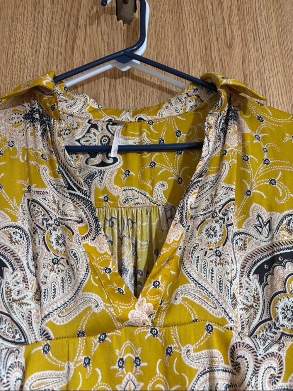 Free People Mustard Paisley V-Neck Tunic