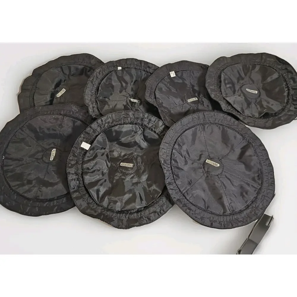 8 Pcs Velvet Jewelry Drawstring Pouch Bag Med Black Satin Lined EUC Travel‎ 8.5