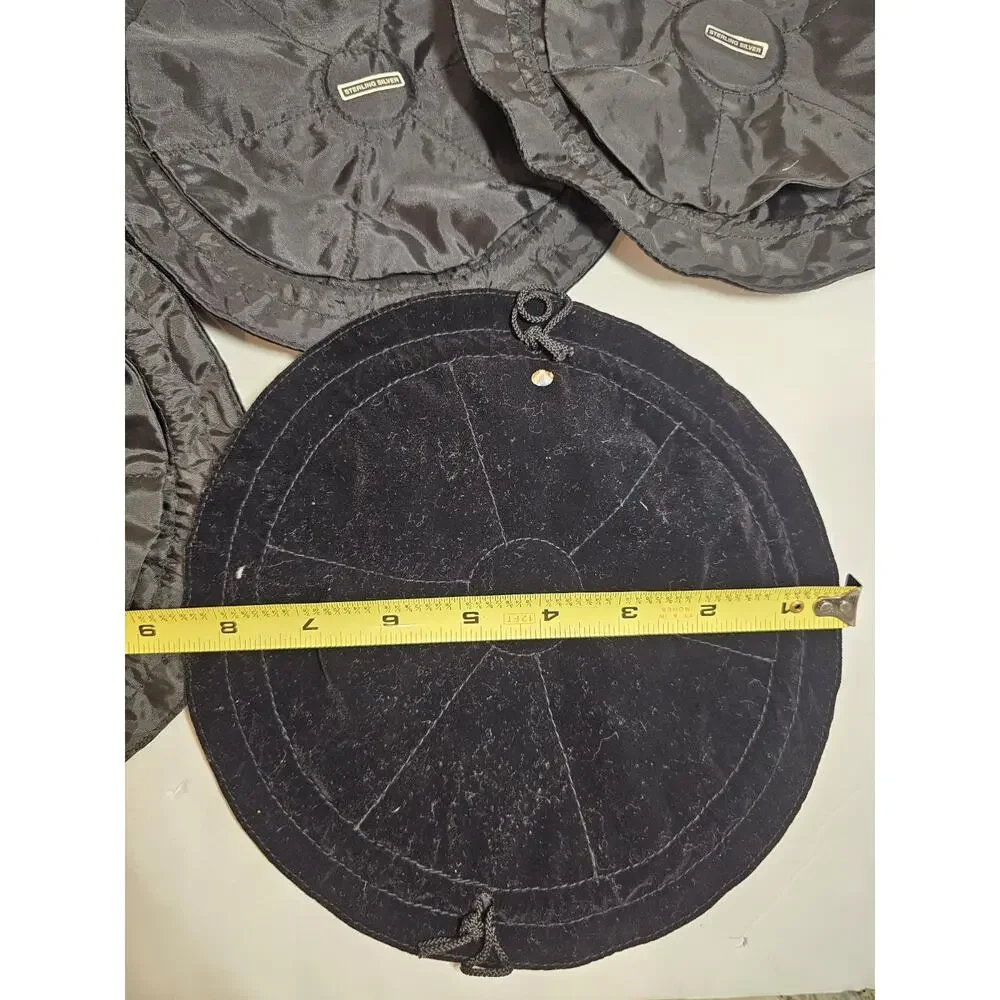 8 Pcs Velvet Jewelry Drawstring Pouch Bag Med Black Satin Lined EUC Travel‎ 8.5