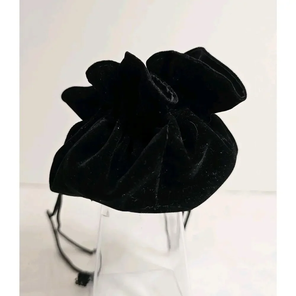 8 Pcs Velvet Jewelry Drawstring Pouch Bag Med Black Satin Lined EUC Travel‎ 8.5