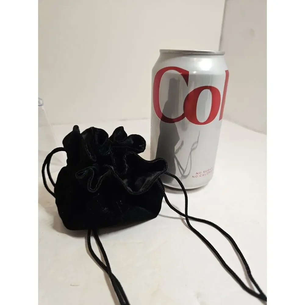 8 Pcs Velvet Jewelry Drawstring Pouch Bag Med Black Satin Lined EUC Travel‎ 8.5
