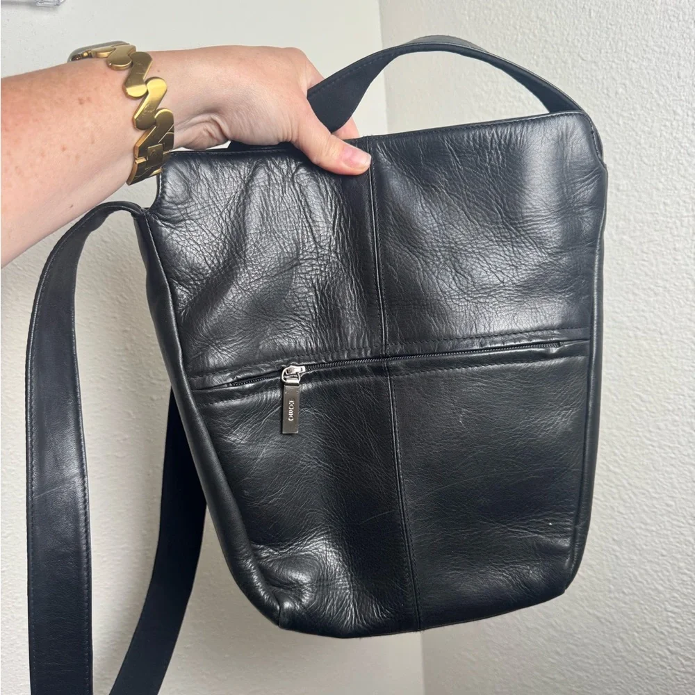 HOBO international vintage Black Leather Bag purse‎