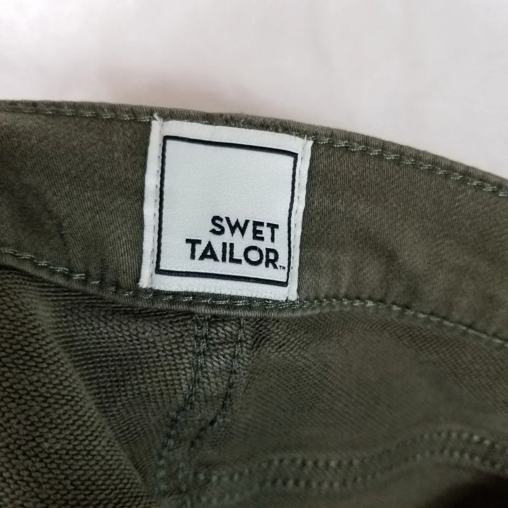 SWET TAILOR‎ Mens Slim Fit Five Pocket Chino Pants Olive Green Size 31x34