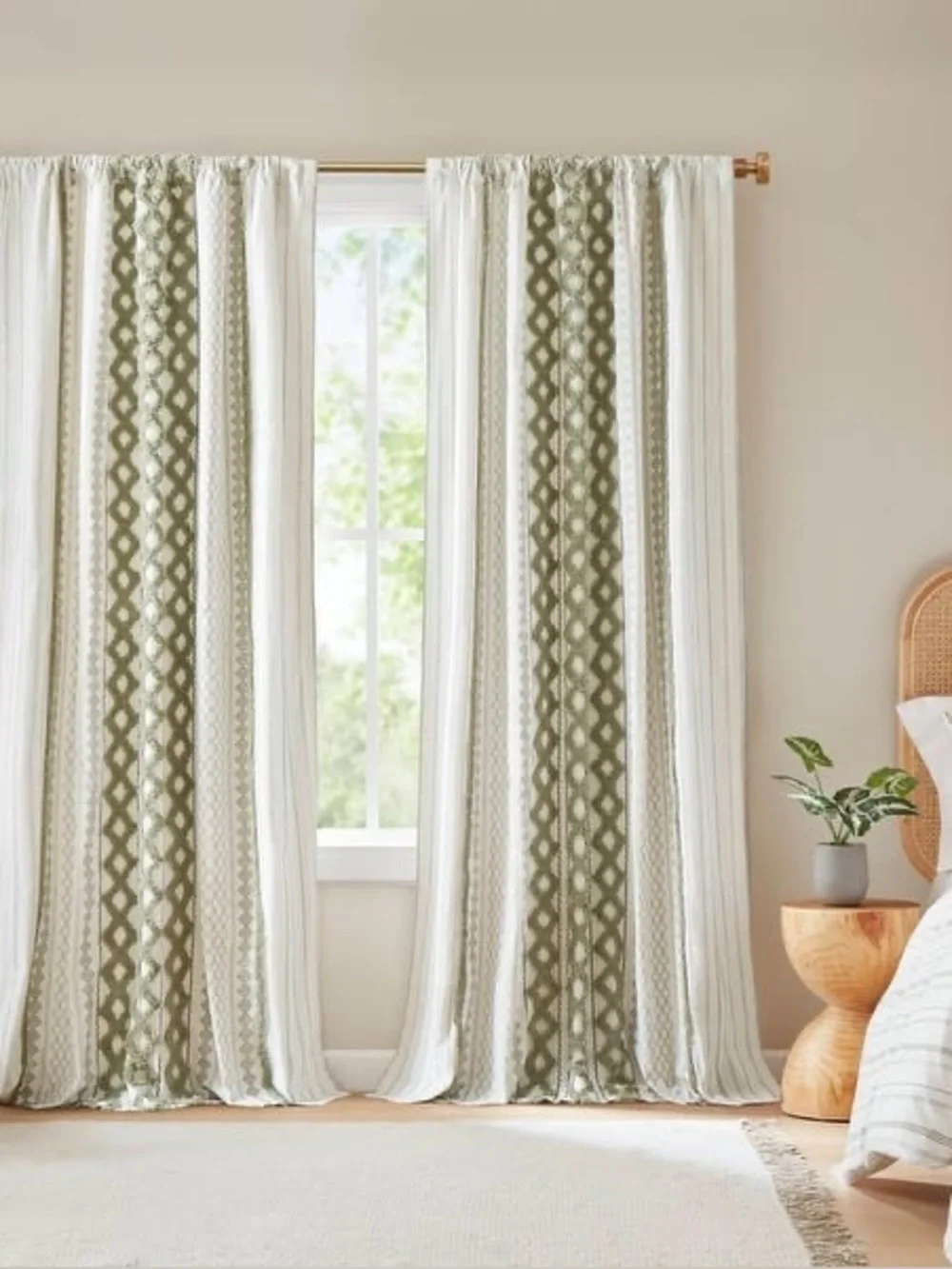 INK+IVY Imani Cotton Printed Curtain Panel Chenille Stripe 50x108