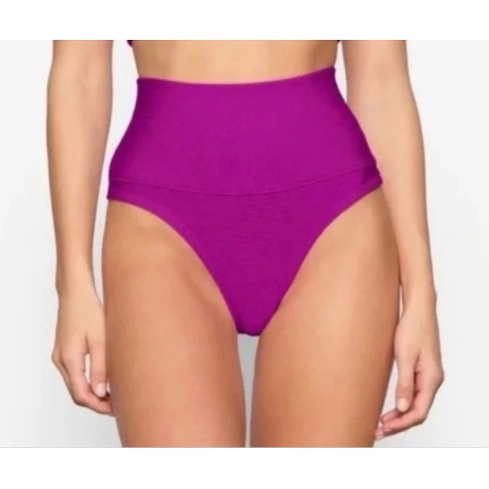 SKIMS Knit Swim High Waist Bikini Bottom Lollipop Pink XS SW-HWB-0167 NEW