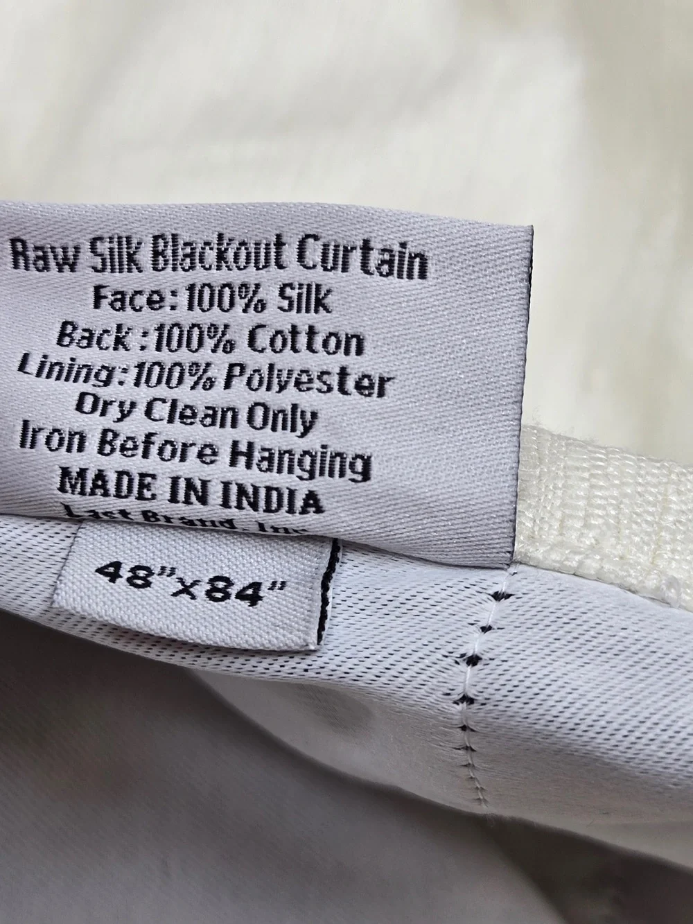 NWT QUINCE Set Of 2 48x84 Raw Silk True Blackout Curtain Ivory 9077