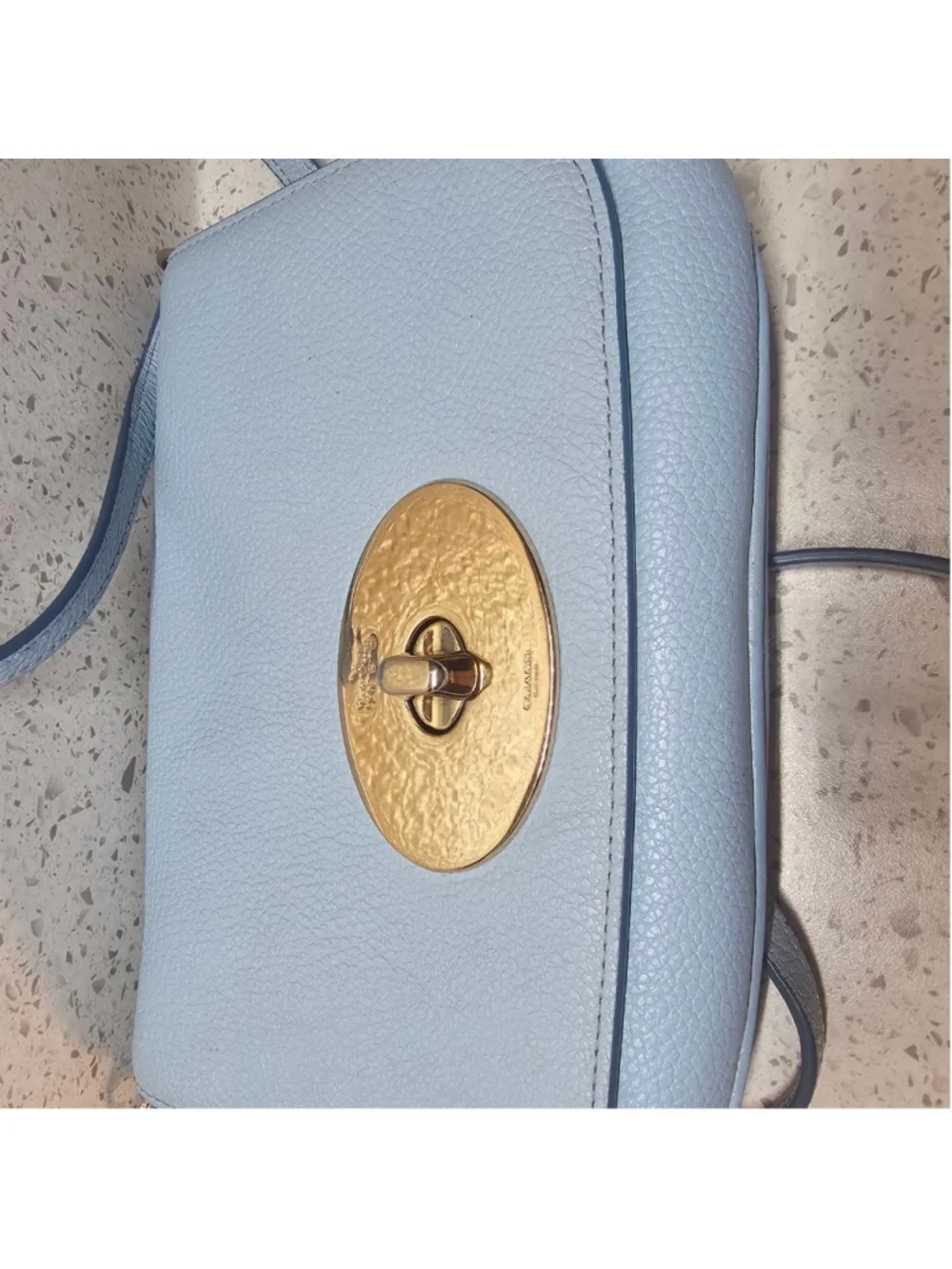 Coach Blue Pebbled Leather Turnlock Crossbody Bag
