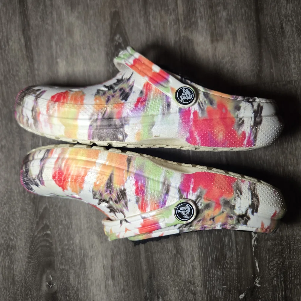 Crocs Classic Fur Lined Tie-Dye Clog Fuzzy Slippers Juniors‎ 6. Condition…