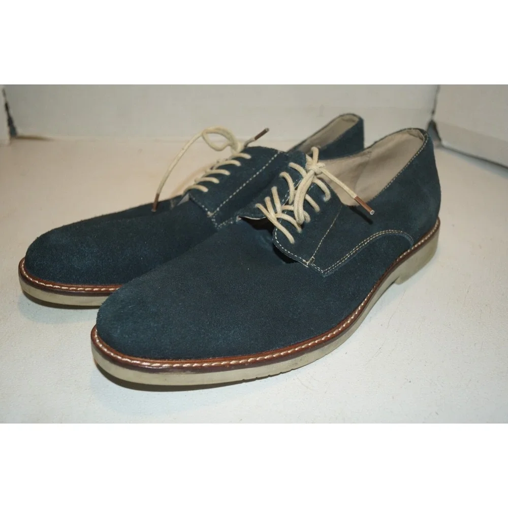 Aston Grey Dien Blue Suede Oxford Men's Shoes Size 10.5