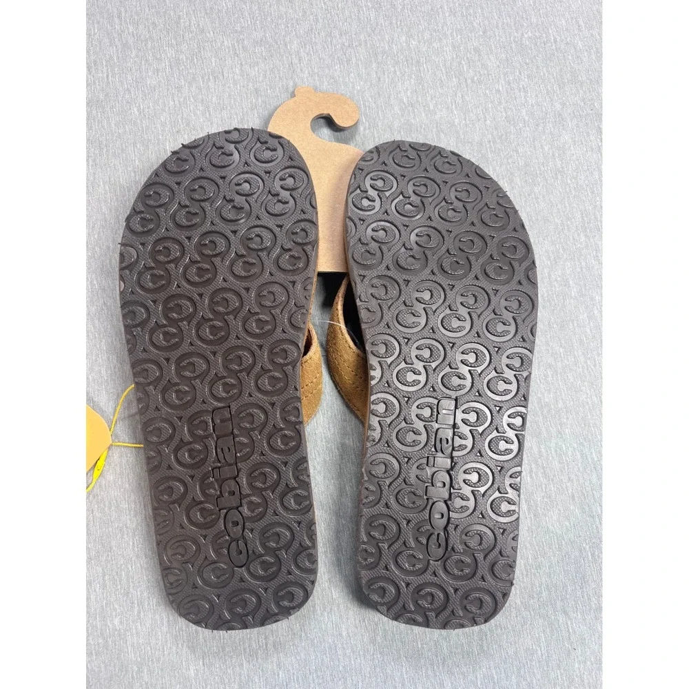 Cobian Lazo Campo Del Sol Mens Tan Premium Leather Flip Flop Sandals Size 8 NEW