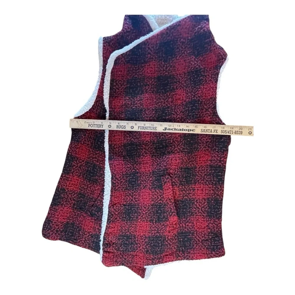 O Diva Buffalo Plaid Sherpa Lined Vest