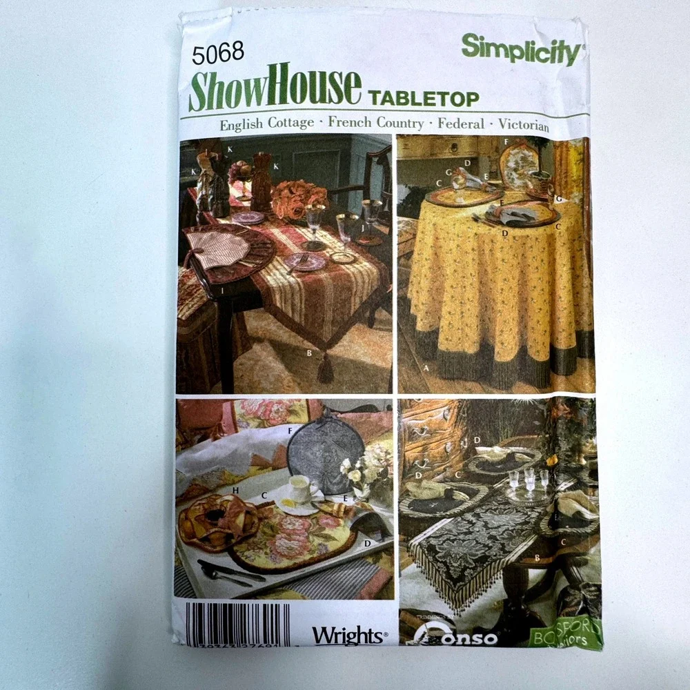 SIMPLICITY 5068 Tablecloth TableTop Accessories Uncut Sewing Pattern Botsford
