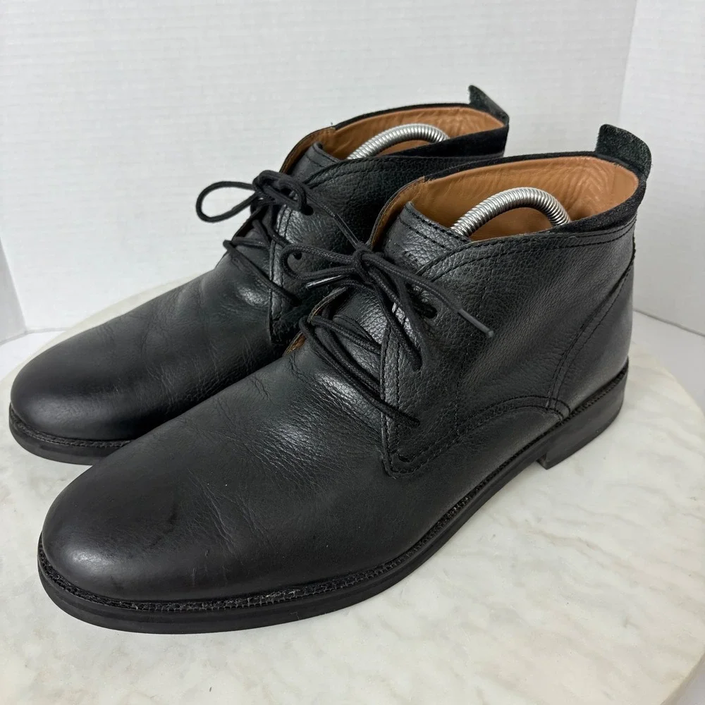 Cole Haan Men's Ankle Chukka Boots Black Leather Lace Up‎ Dress Shoes Size 11.5M