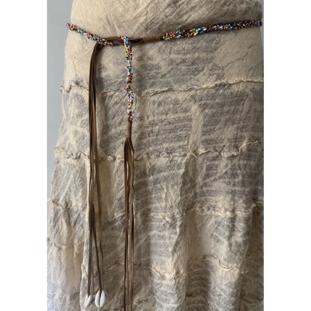 Y2K No Boundaries Belt Beaded Puka Shells Fringe NOS NWT Size XL 36
