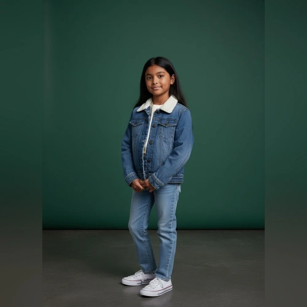 Old Navy Blue Jean Jacket with Sherpa Collar