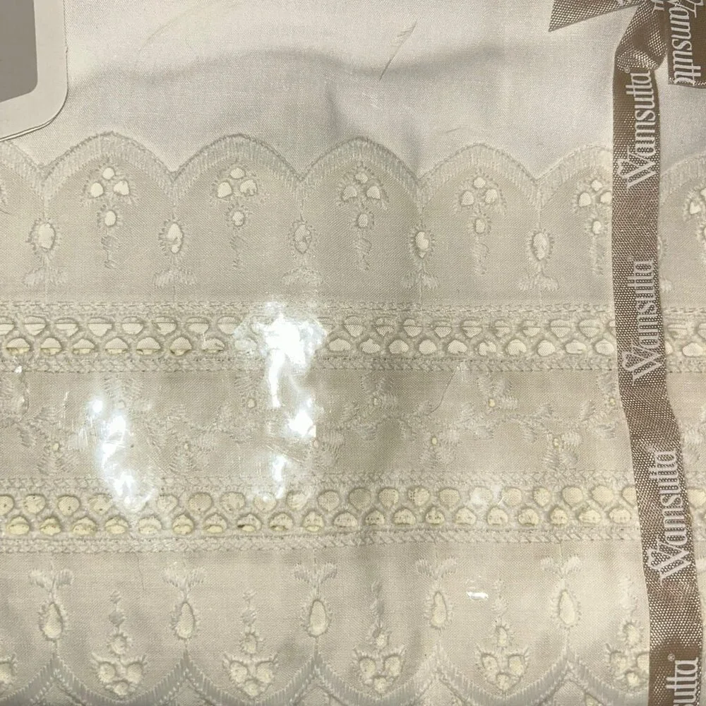 wamsutta white Scalloped edge Eyelet TWIN flat Sheet NEW in pkg NWT