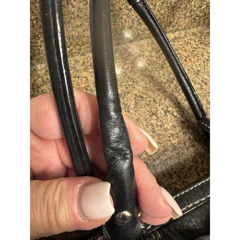 DOONEY & BOURKE DILLEN Black Pebbled Leather Shoulder Hobo‎ Bag Handbag Purse