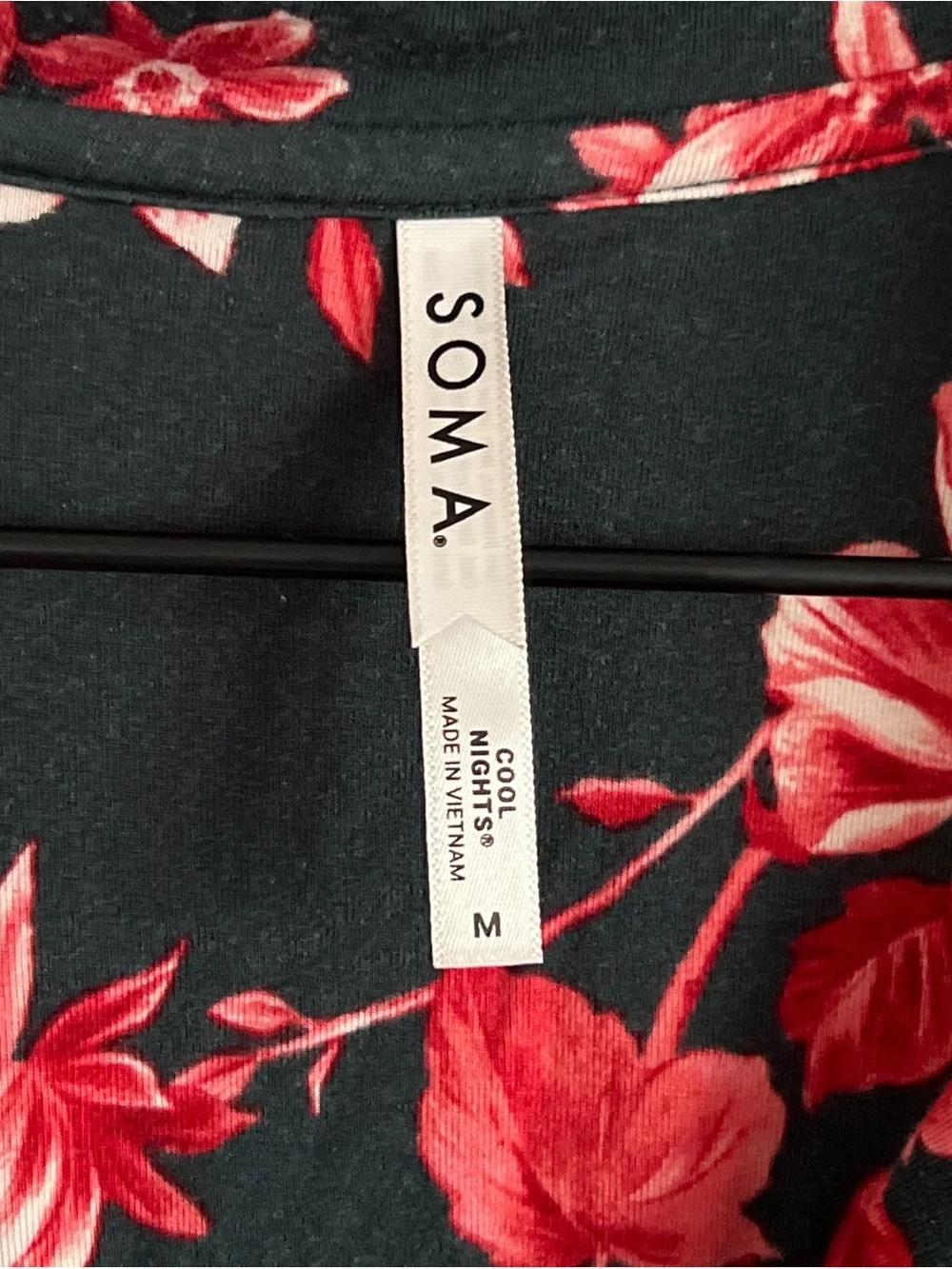 Soma Cool Nights Long Pajama Set Long Sleeve Top Pull On Pants Medium Floral