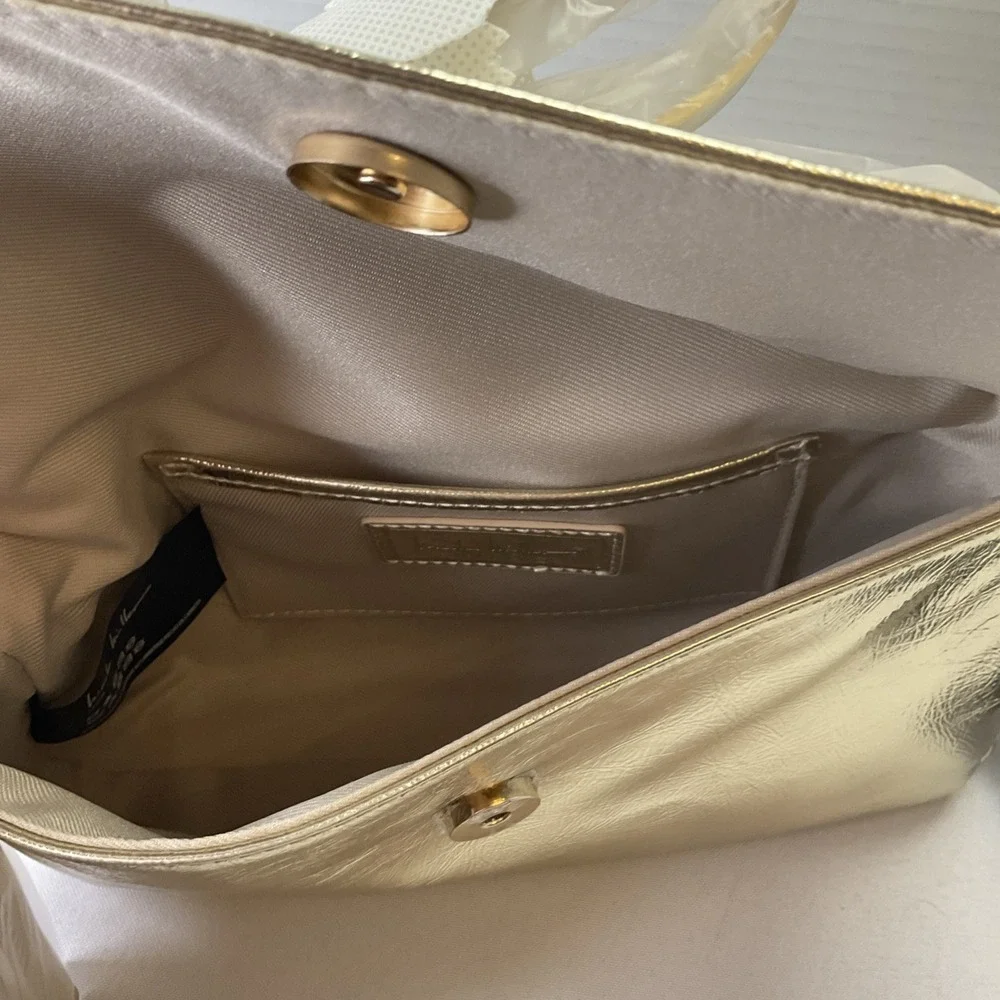 Nicole Miller Gold Vegan Leather Handbag Shoulder Bag NWT‎ $60